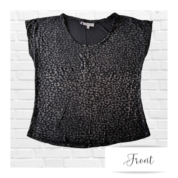 Jennifer Lopez Black Metallic Animal Print Crew Neck T Shirt Women’s XL Goth - Picture 2 of 5